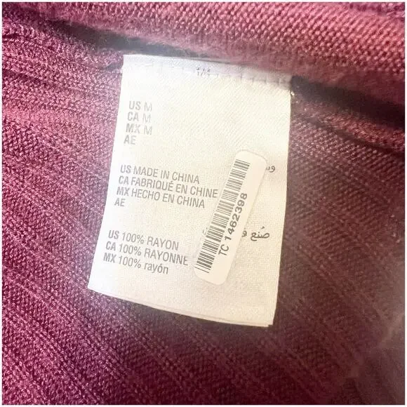 I.N.C International Concepts Longline Cardigan Size Medium Burgundy Lightweight - Picture 11 of 12